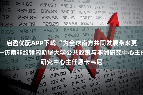 启盈优配APP下载 “为全球南方共同发展带来更多机遇”——访南非约翰内斯堡大学公共政策与非洲研究中心主任恩卡韦尼
